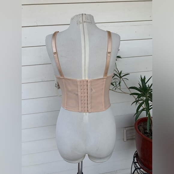 VTG y2K 2000s corset bustier top sheer net push up underwire Sexy Mono B Cream - Picture 6 of 6